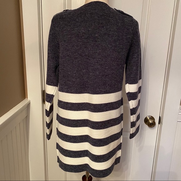 KEREN HART NEW SWEATER CARDIGAN BLUE WHITE STRIPE COLOR BLOCK OPEN FRONT SIZE S - Picture 6 of 8